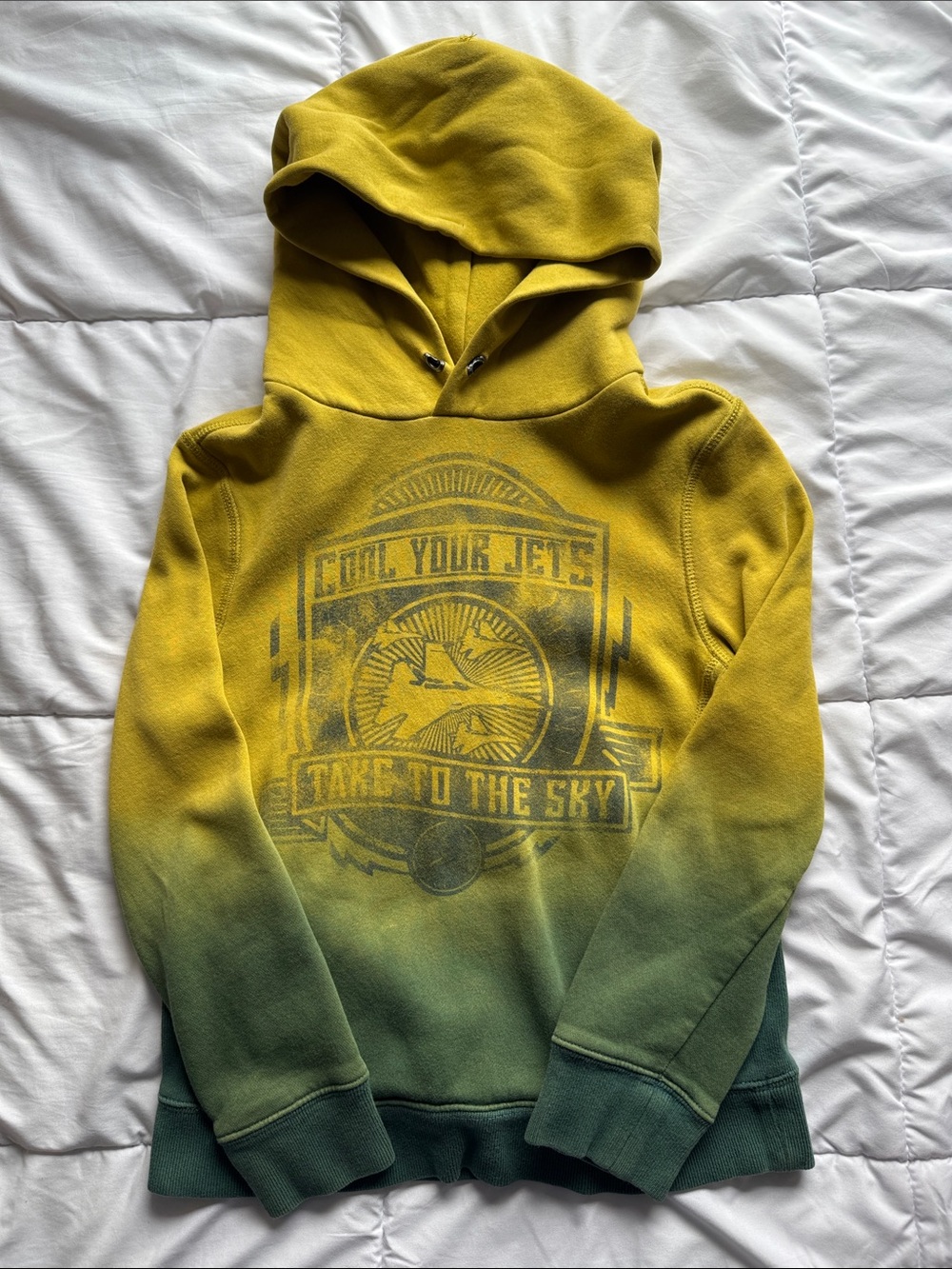 Ruum Yellow to Green Ombre Hoodie with Graphic